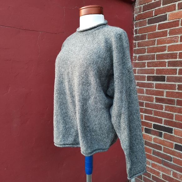 Woolrich Mock Neck Slouchy Drop Shoulder Wool Blend Sweater Gray XL - Picture 3 of 12